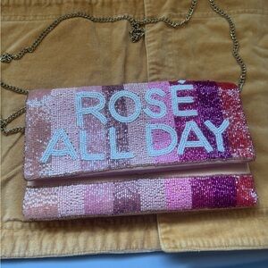 Pink Beaded Clutch Bag